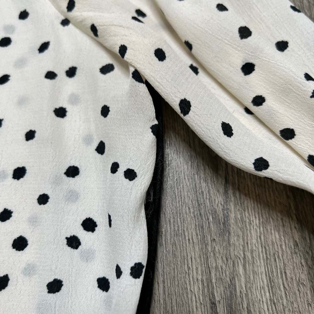 Zara Ivory Polka Dot Blouse Women's Size XS - Picture 4 of 9